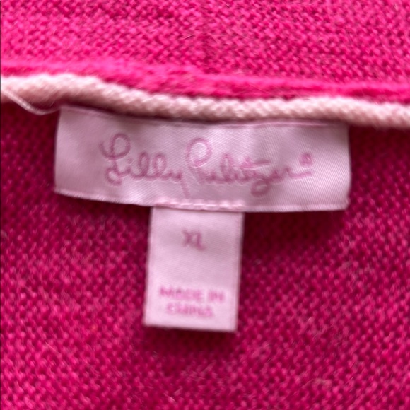 Lilly Pulitzer XL Vibrant Pink Open Front Cardigan - Picture 5 of 5